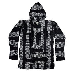 Baja Joe Striped Woven Eco-friendly Jacket Coat Hoodie Black Small