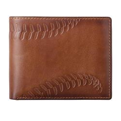 CO Hoj Baseball Wallet-double Id Bifold-full Grain Mens Leather Wallet-multi Card Capacity-ach Gi