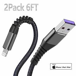 Apple Mfi Certified 2PACK Iphone Charger 6FT Lightning Cable Extra Long 6 Foot Charger Cable Fast Iphone USB Cord For Iphone 11 11PRO 11MAX X xs xr xs MAX 8 7 6 5S SE IPAD