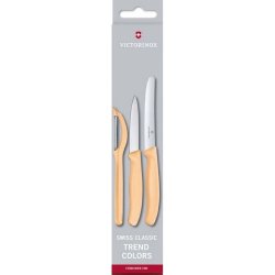 Swiss Victorinox Classic Paring Knife Set With Peeler 3 Piece Orange