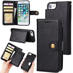 IPHONE7 Detachable Case Zmiq Removable Wallet Phone Case Double Layer Shock Absorbing Premium Soft Pu Color Matching Leather Wallet Cover Flip Cases For IPHONE7