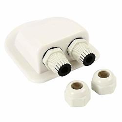 MORE11 Waterproof Double Cable Entry Gland Round Solar Cable Terminal Box For Caravan Motorhomes Campervans Yacht Boats Solar Panels White