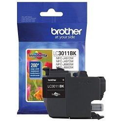 BrOther Genuine LC3011BK Single Pack Standard Yield Black Ink Cartridge Page Yield Up To 200 Pages LC3011