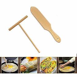 Wooden Crepe Spatula And Spreaders Spatula Set Perfect Size To Fit Medium Crepe Pan 100% Natural Beechwood Crepe Spreader And Spatula For Cooking M