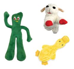 Multi Pet Plush Dog Toys Combo No Stuffing Duck Lamb Chop And Gumby