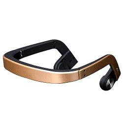 Powerrider Bone Conduction Bluetooth Sports Headsets Wireless Folding Portable Stereo Sound Sweatproof With Noise Reduction Microphone Golden
