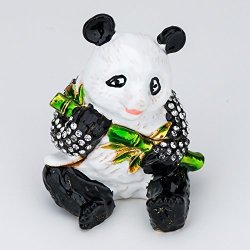 Lilly Rocket Collectible Trinket Box With Rhinestone Bejeweled Swarovski Crystals - Panda