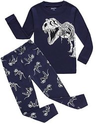 Boy Pajamas 100% Cotton Dinosaur Toddler Pjs Sleepwear Kids Clothes Pant Set SIZE5T