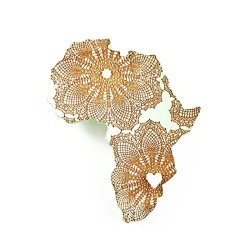 Brooch heart Of Africa Mint - Handcrafted Plywood Brooch With Laser Cut Detail