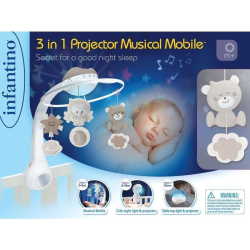 Infantino 3 In 1 Projector Musical Mobile Ecru