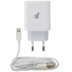 Sf 38W Dual USB Pd And Qc Wall Charger With Lightning Mfi Cable - White