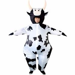 Inflatable Huayuarts Costume White Cow Game Cloth Adult Funny Blow Up Suit Halloween Cosplay Party Gift Free Size