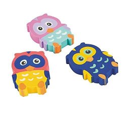 Owl Erasers 2 Dozen Party Favors Birthday's Party Supplies School Supplies Office Supplies Toys