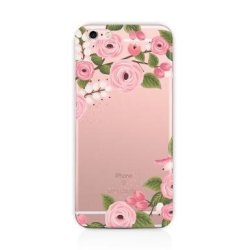 Iphone 6 6S Case Blingy's Flower Style Transparent Rubber Tpu Case For Apple Iphone 6 6S Pink Rose Trim