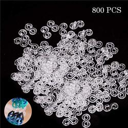 500 Pieces S Clips Rubber Band Clips Rainbow Plastic Connectors Refills Kit  Loom Clip for Rubber Bracelets (Clear)