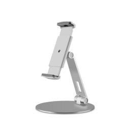 360 Rotating Aluminum Alloy Phone Tablet Stand Holder Mount Silver