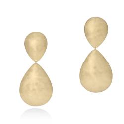 Orb Double Tear Drop Earrings - 18KT Yellow Gold Vermeil