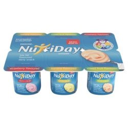 Danone Nutriday Low Fat Smooth Strawberry Mixed Fruit & Banana Dairy Snack 6 X 100G