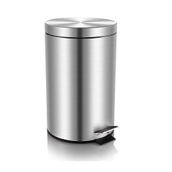 H+LUX MINI Trash Can Round Stainless Steel Trash Can With Soft Close Lid Removable Inner Wastebasket Fingerprint Resistance 0.8 GALLON 3 Liter