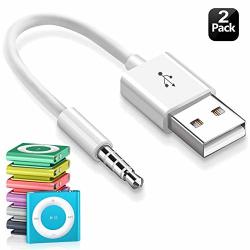 Jimat 2-PACK Replacement Shuffle Charger USB Cable 3.5MM Male Audio Jack To USB 2.0 2 In 1 USB Data Sync Cord Cable Charger