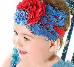 Feather Headband Blue And Red On