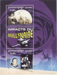 Cambodia 2001 Millenium- Neil Armstrong Space Christopher Columbus Unmounted Mint Miniature Sheet