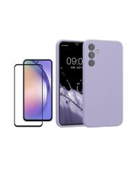 Silicone Phone Case & Screen Protector Combo For Samsung Galaxy A34-PURPLE