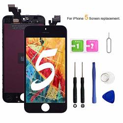 Vanyust For Iphone 5 Screen Replacement Lcd Display Touch Screen Digitizer Assembly With Tool Kits Compatible For Iphone 5 Black