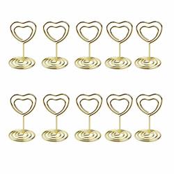 Topbathy 20PCS Message Memo Clips Metal Heart Shaped Table Number Clip Photo Display Photo Stand Card Holders For Office Home Restaurant