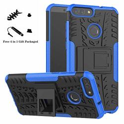 Huawei P Smart Case Liushan Shockproof Heavy Duty Combo Hybrid Rugged Dual Layer Grip Cover With Kickstand For Huawei P Smart Smartphone With 4IN1
