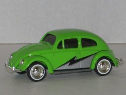 Days Gone Lledo Custom And Classics Collection Die Cast Car Model Lp 72005: 1952 Vw Green Beetle With Lightening Bolt Design