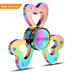 Htoyes Love Heart Rainbow Fidget Spinner Toy Colors Hand Tri-spinner Focus Autism Adhd Finger Spiral Toy Stress Reducer Relieves Anxiety And Boredom Spinner Toys