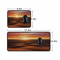 Mouse Pad With Stitched Edge Dramatic Sunset Scenery At Sahara Dunes Arid Landscape Morrocco Summer Nature Non-slip Mousepad For Laptop Computer & PC 9.5X7.9X0.12INCH