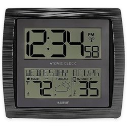 Atomic Curved Wall Clock With In outdoor Temperature In Black