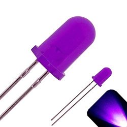 100 X 5MM Round Top Diffused Uv Purple LED - Ultra Bright