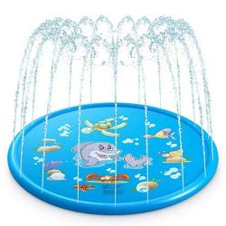Water Sprinkler Pad For Kids Upgraded 68" Tiktok Summer Outdoor Water Toys Wading Pool Splash Play Mat For Toddlers Baby Outside Water Play Mat
