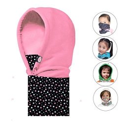 Triwonder Children's And Kids Thermal Fleece Full Face Cap Hat Neck Warmer Face Mask Balaclava Hat Pink