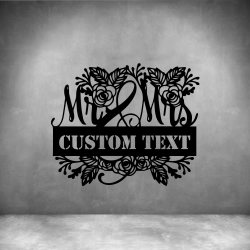 Mr And Mrs 3 With Custom Text - 300MM Matt Gold