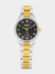 Gold Plated Black Dial Two-tone Bracelet Watch