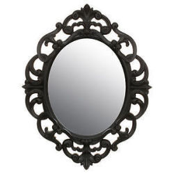 Small Ornate French Style Bedroom Hallway Oval Mirror Black
