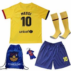 BIRDBOX Youth Sportswear Leo Messi 10 Kids Home Soccer Jersey/Shorts Bag Keychain Football Socks Set