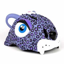Crazy Safety Purple Leopard Bicycle Helmet Bike Helmet For Toddlers Boys & Girls Age 4-8 Years LED Rear Bicycle Helmet Light Included