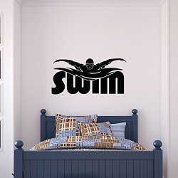 Sport Wall Decals Swimming Man Swim Water Sportsman Personalized Custom Name Vinyl Decor Stickers MK1331 