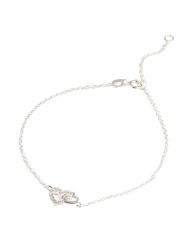 Sterling Silver Cubic Zirconia Heart Link Bracelet