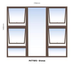 Aluminum Window Bronze Top Hung PTTTT1815 4 Vent W1800MM X H1500MM