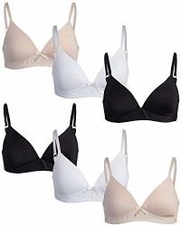 Bebe Girls Training Bra 6 Pack Soft Microfiber Molded Bra With Satin Bow A Cup B Cup Black White Nude 30b Reviews Online Pricecheck