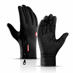 Fancygoo Touchscreen Running Gloves Winter Waterproof Windproof Thermal Gloves For Running Cycling Biking Riding Driving Outdoor Sports Gloves For Men Women Black-b XL