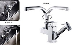 Chrome Brass Kitchen Faucet Single Handle Sink Mixer Tap Pull Put Sprayer Swivel Spout Faucet