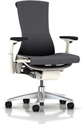 Herman Miller Embody Chair: Fully Adj Arms - White Frame titanium Base - Standard Carpet Casters