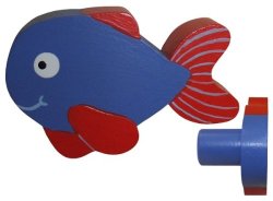 Red & Blue Fish Drawer Knob Left